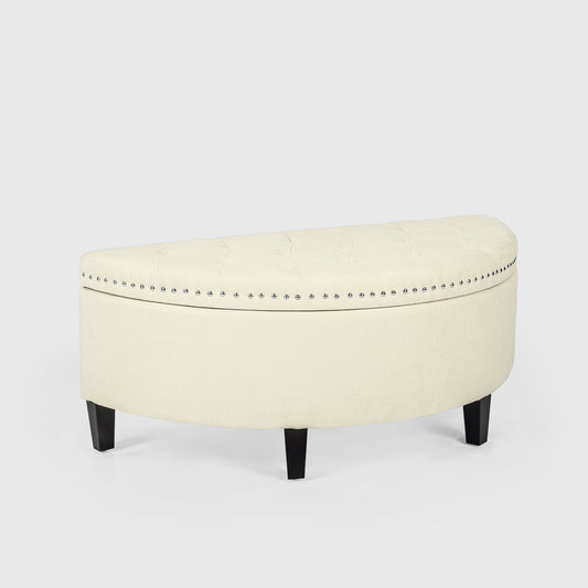 Roxann Lunate Storage Bench- Cream White | Joveco