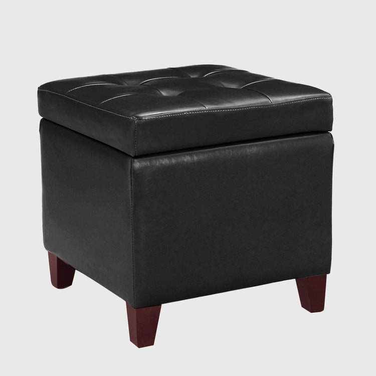 Auburndale Vegan Leather Ottoman - Black I Joveco