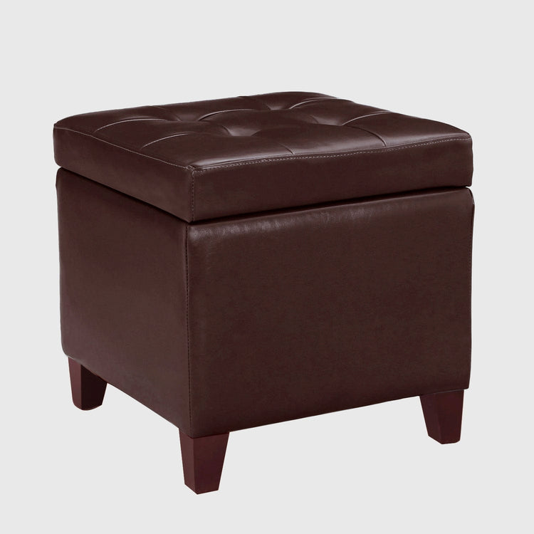 Auburndale Vegan Leather Ottoman - Brown I Joveco