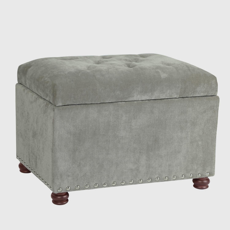 Siegal Vegan Storage Ottoman - Light Gray I Joveco