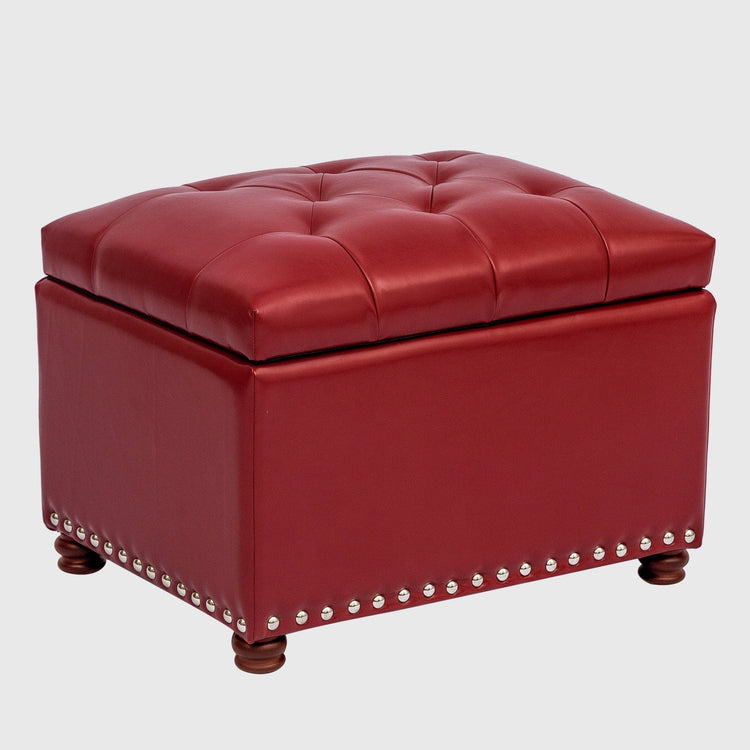 Siegal Vegan Storage Ottoman - Red I Joveco