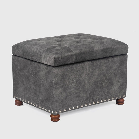 Siegal Vegan Storage Ottoman - Gray I Joveco