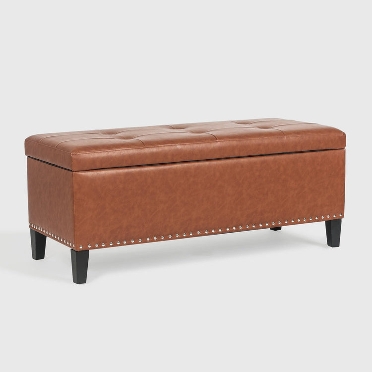 Durevole Tufted Storage Bench - Orange I Joveco