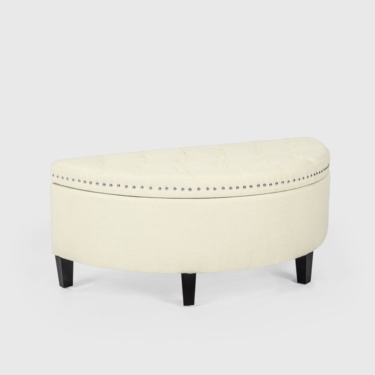 Roxann Lunate Storage Bench- Cream White | Joveco