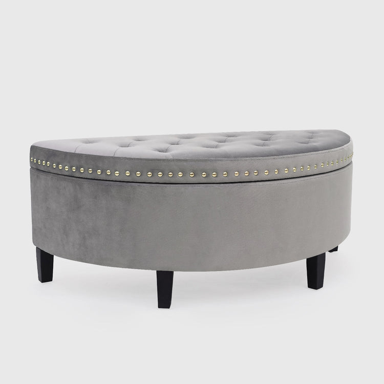 Roxann Lunate Storage Bench - Gray I Joveco