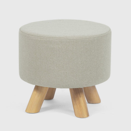 Joveco Round Ottoman Foot Rest Stool Fabric Footstool, Beige and Gray, Brown